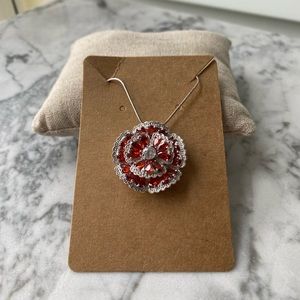 Flower Rhinestone Pendant and Necklace